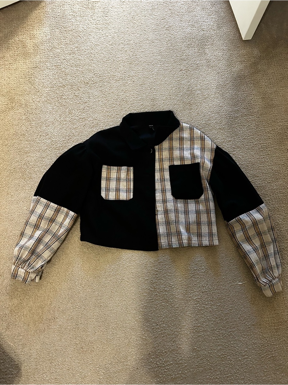 SHEIN Cropped Plaid Shirt Jacket Size 6